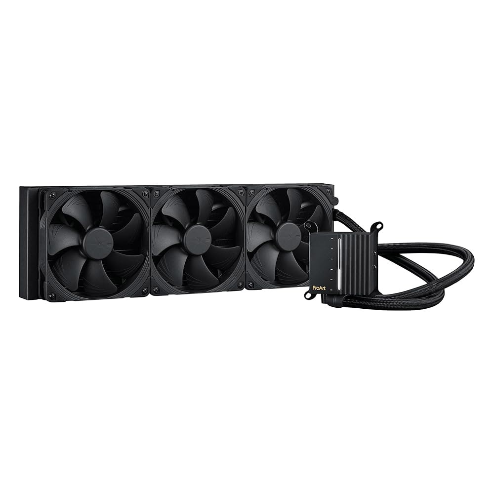 ASUS ProArt LC 420 올인원 CPU 액체 냉각기, 조명 시스템 상태 측정기 및 3개의 Noctua NF-A14 산업용 PPC-2000 PWM 140mm 라디에이터 팬 - 상품 이미지