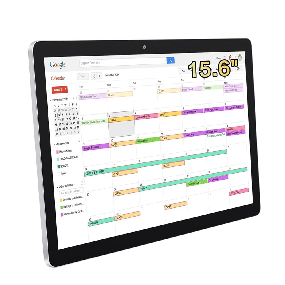 TouchWo 15.6~27인치 터치스크린 디지털 달력 카메라, 작업 책상 일정을 마운트 차트 위한 스피커 벽 스탠드 캘린더, 내장 및 포함 스마트 화이트보드 집안일 플래너, (1 - 상품 이미지