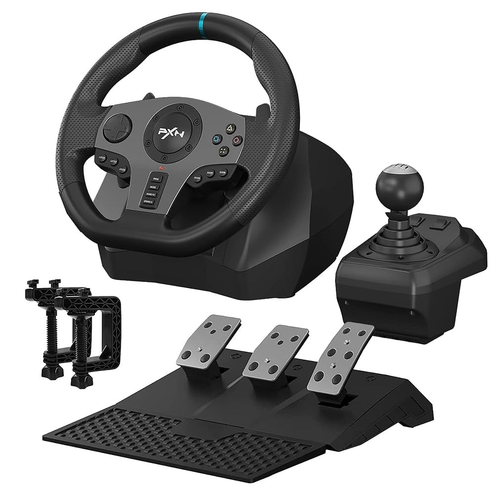 페달과 시프터가 장착된 PXN V9 게이밍 레이싱 휠 PC 스티어링 270/900 듀얼 모터 피드백 구동 PC, PS4, PS3, Xbox One, Series X /S,N-Swi - 상품 이미지