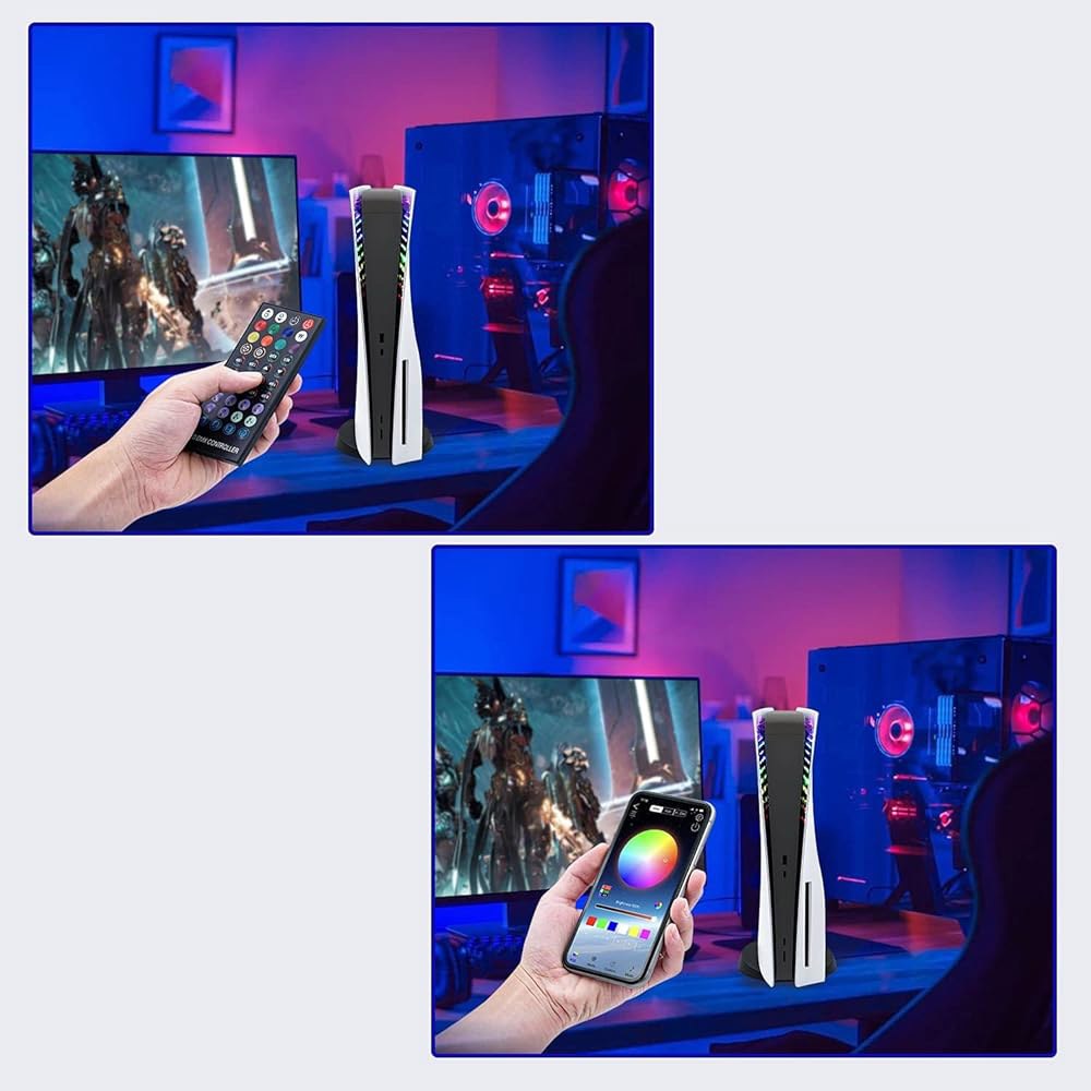 PS5 / 슬림 PRO 콘솔용 맥바젤 RGB LED 라이트 스트립, IR 리모컨 /APP USB 3 제어 방법, 콘솔과 호환되는 8가지 색상 400+ 효과 링 키트 액세서리 - 상세 이미지 2