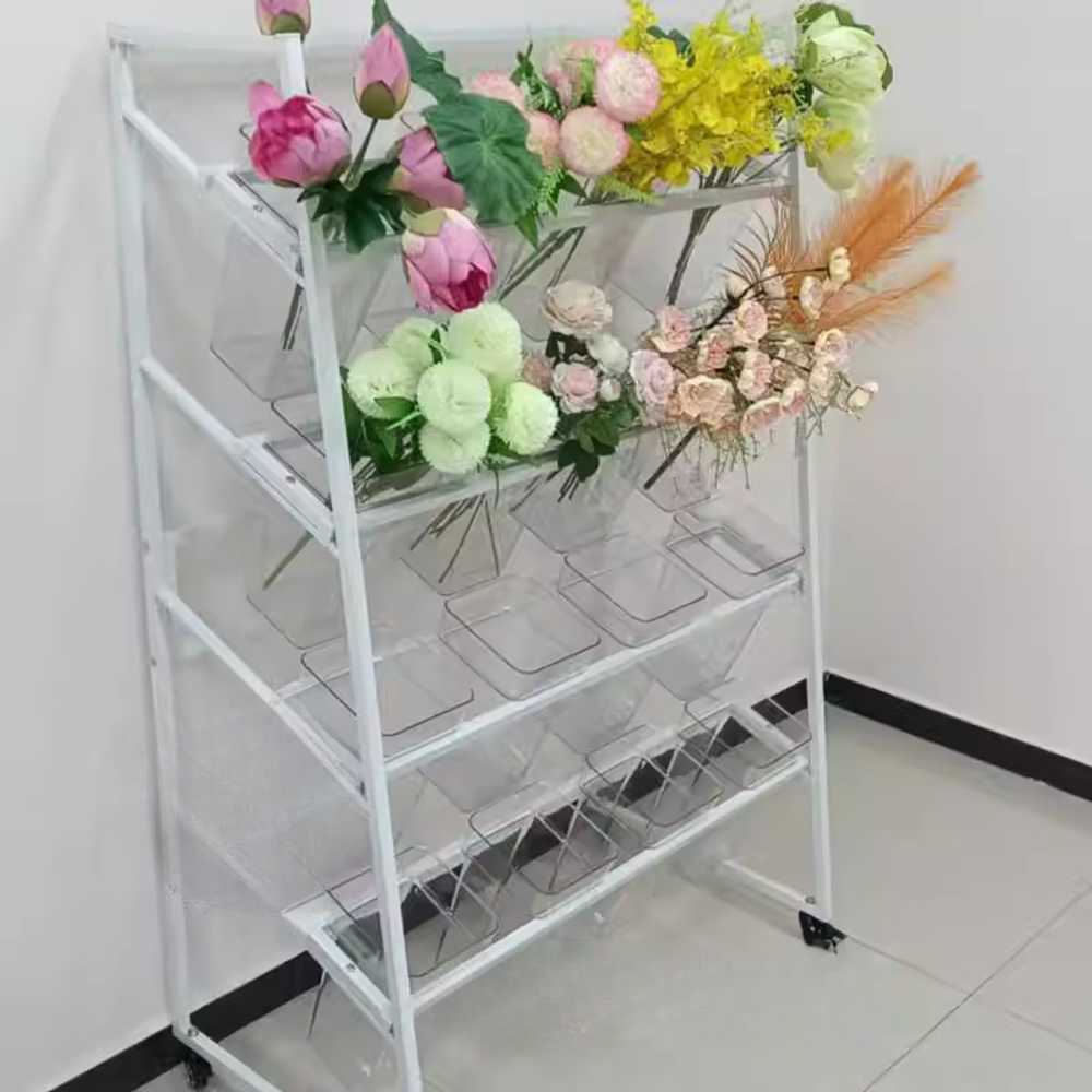 꽃 진열대 생화 화분 가판대 계단식 스탠드 꽃집 선반 100x56x152cm - 상품 이미지