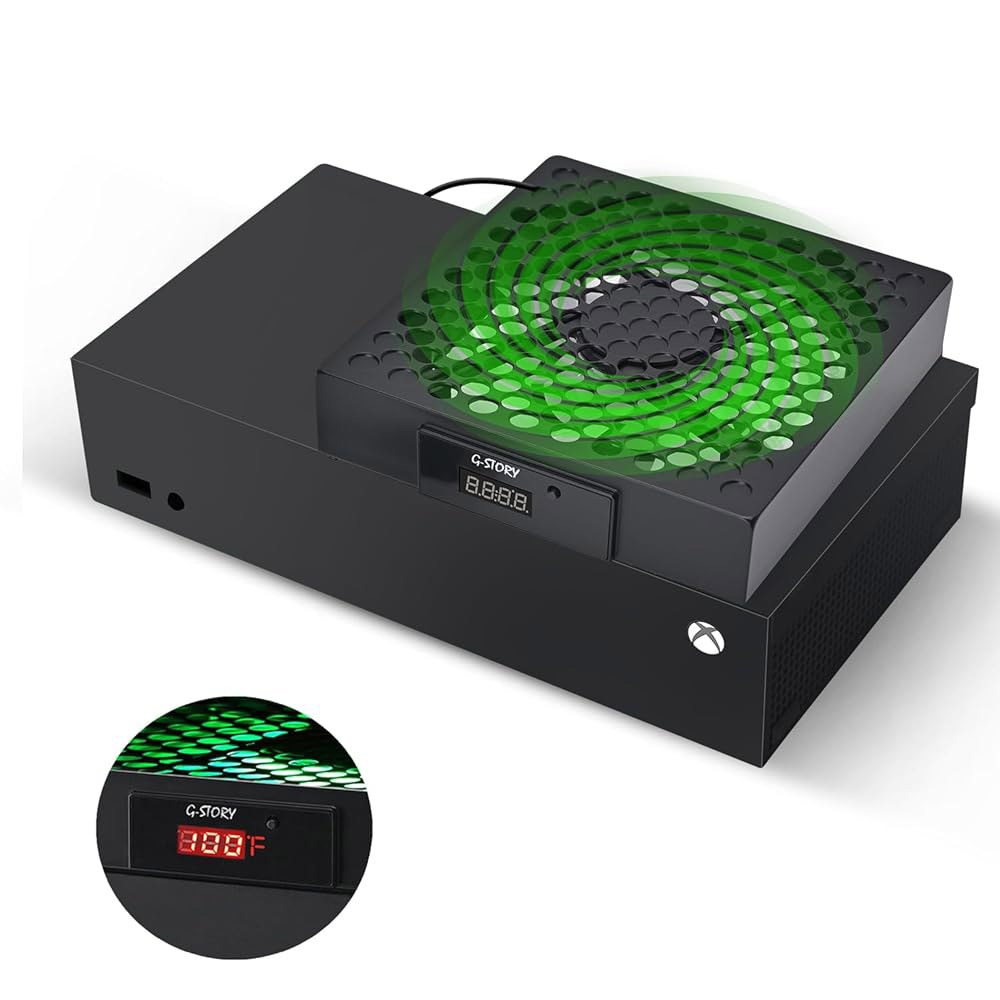 온도, LED 디스플레이, 고성능 냉각, 저소음, 3단 1500/1750/2000RPM(140MM), RGB LED(블랙)로 자동 팬 속도 조절 가능한 Xbox Series S용 - 상품 이미지