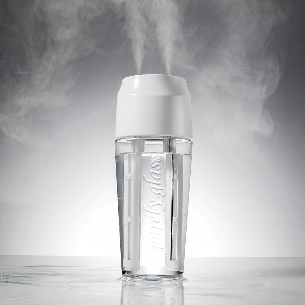 프롬비 더블미스트 진동자 교체형 유리 글래스 듀얼 미니 탁상용 무선가습기 FG280