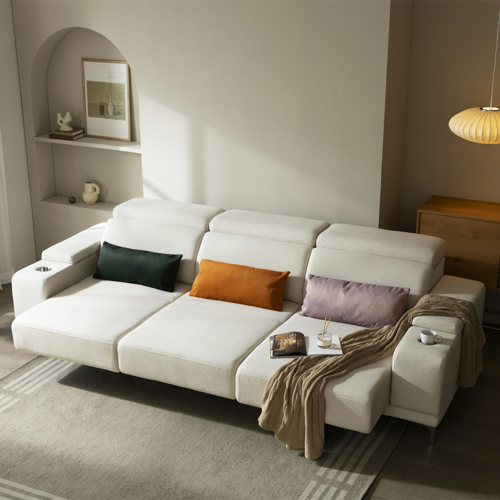 폼엔노바 유니즈 모션 소파 타이보텍스 리클라이너 슬라이딩 무빙 패브릭 쇼파 4인용