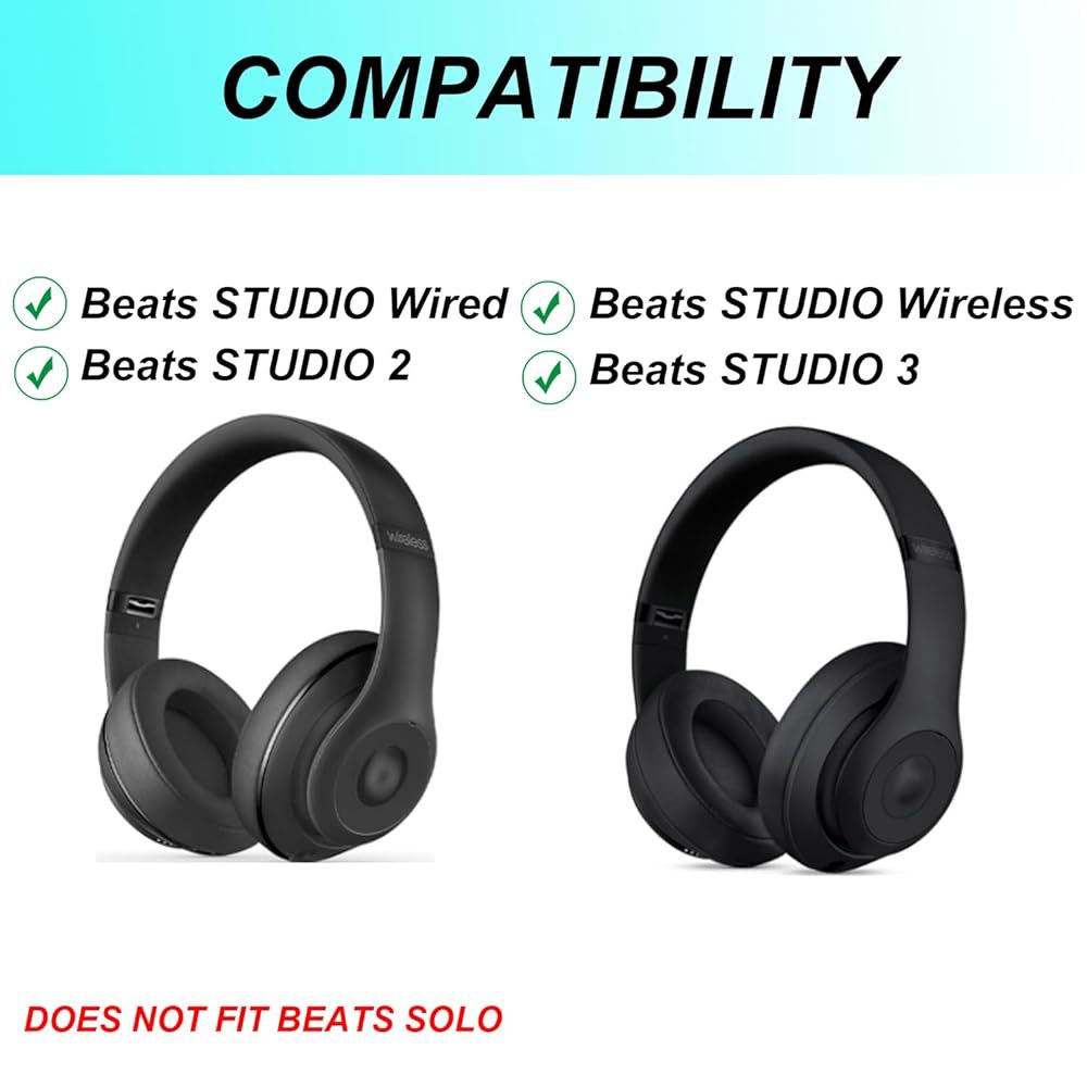 Cooling Gel Studio3 Studio2 이어패드, 및 Studio 패드-화이트 3 교체용 유선 시리즈 2 무선 Beats 헤드폰용 이어 Black - 상세 이미지 3