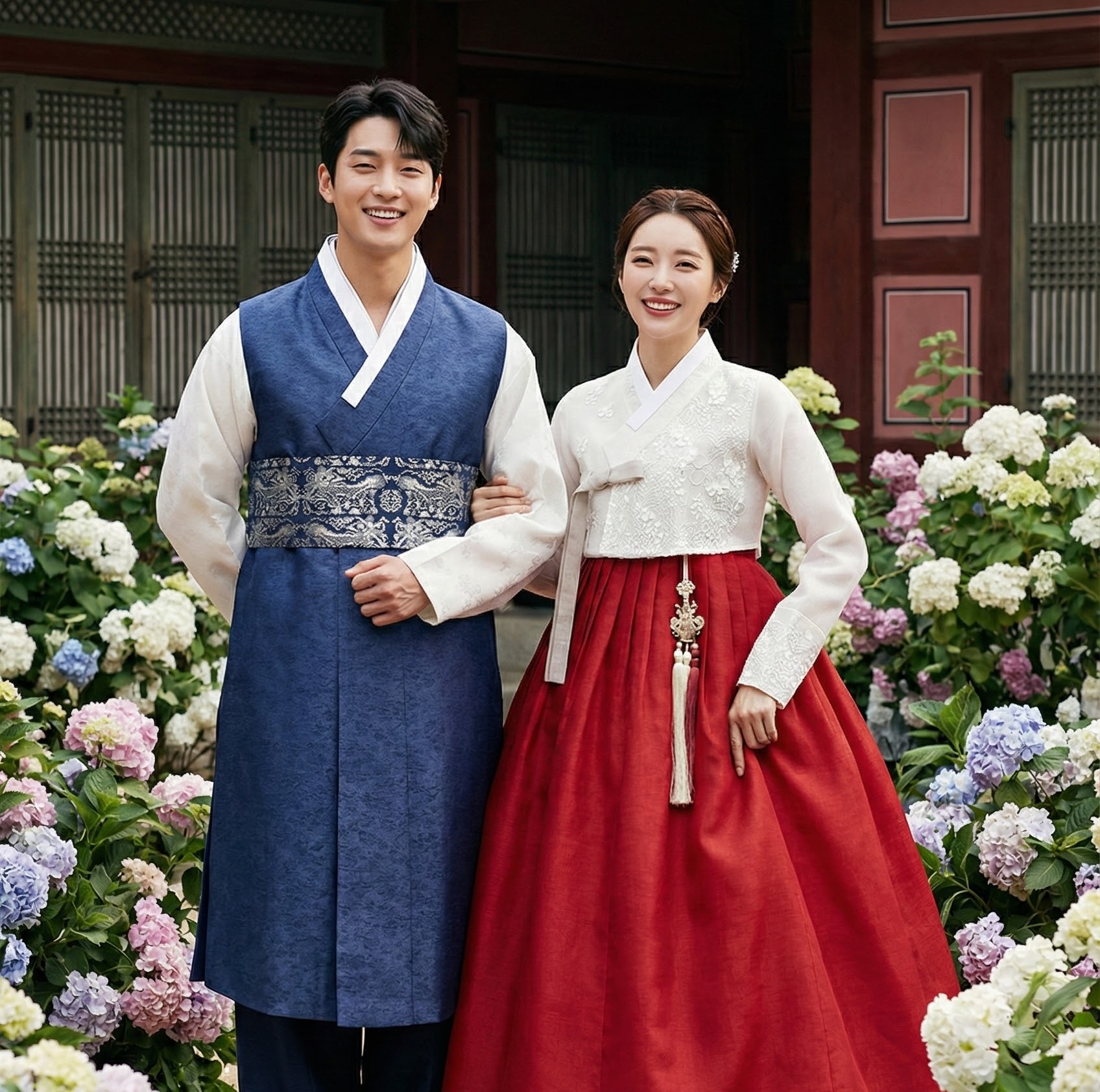 한복대여 은가비한복 로맨틱 커플(2벌) 웨딩촬영 본식 결혼 돌잔치 신랑 신부 - 상품 이미지