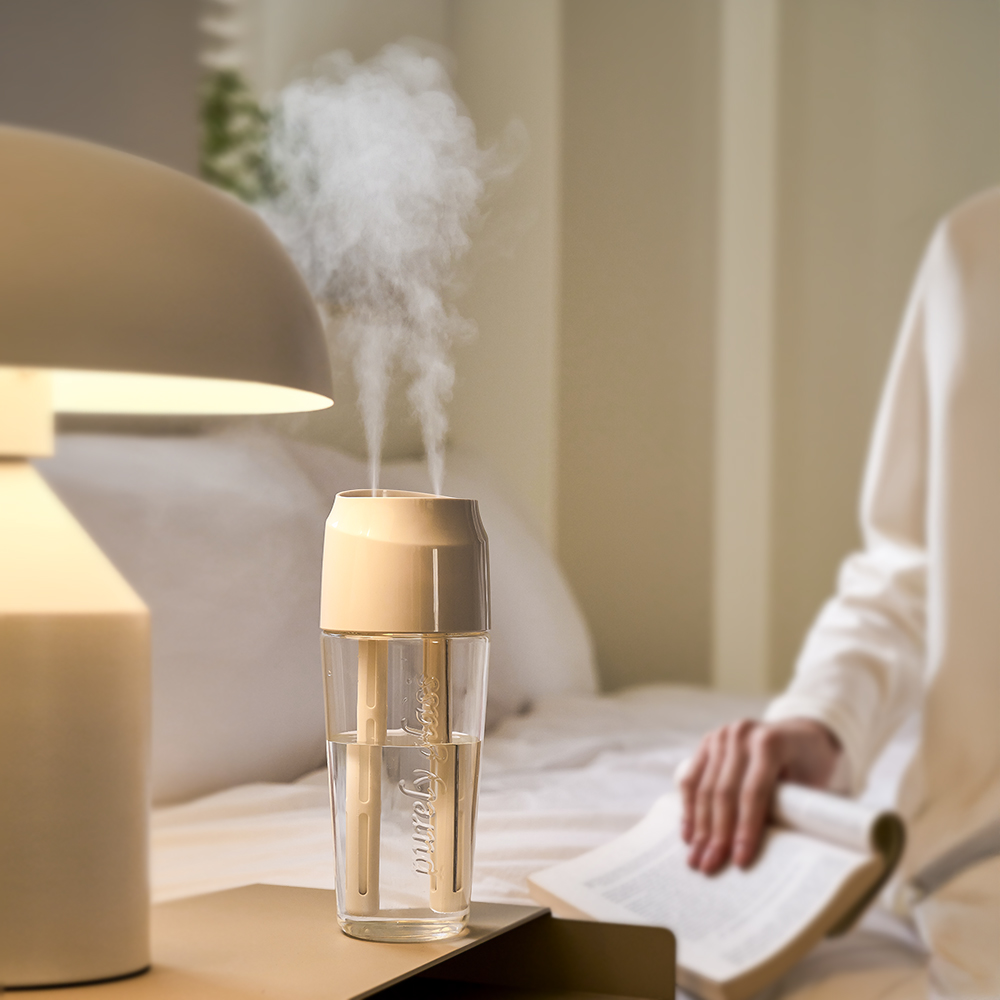 프롬비 더블미스트 진동자 교체형 유리 글래스 듀얼 미니 탁상용 무선가습기 FG280