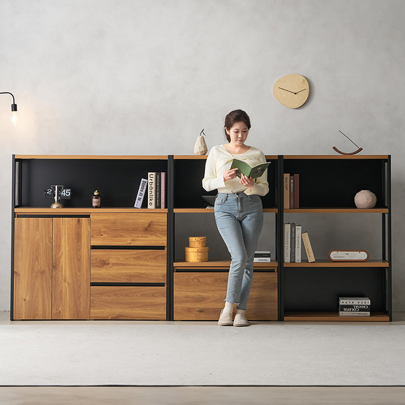 e스마트 스틸 철제 낮은 거실 3단 책장 기본형 600