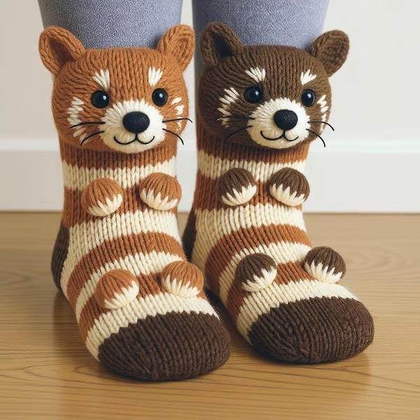 동물 양말 인형 3D 입체 귀여운 토끼 캐릭터 포근한 면혼방 데일리룩 패션포인트 코디템 - 상세 이미지 3