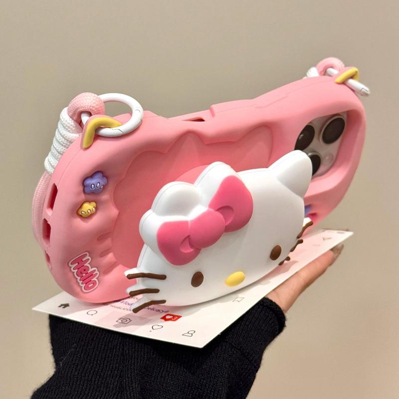 실리콘  고양이 아이폰17프로맥스 케이스 3D 키티 케이스 iphone 17 pro max - 상품 이미지