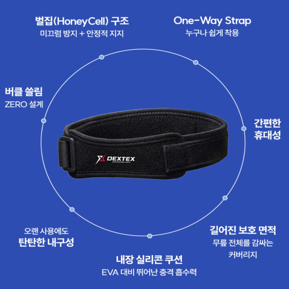DEXTEX 허니셀 무릎 슬개건 슬개골 보호대 러닝 관절 밴드 한쪽 블랙, 2개 - 상세 이미지 4