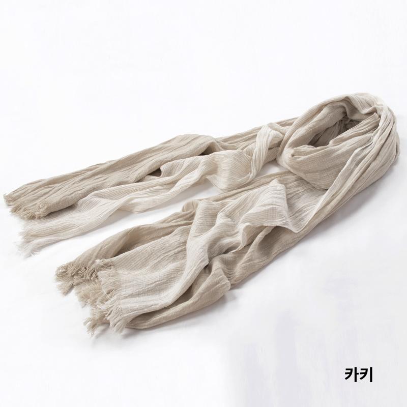 남성 린넨 면 스카프 얇은 무지 봄 가을 목도리 - 상세 이미지 5