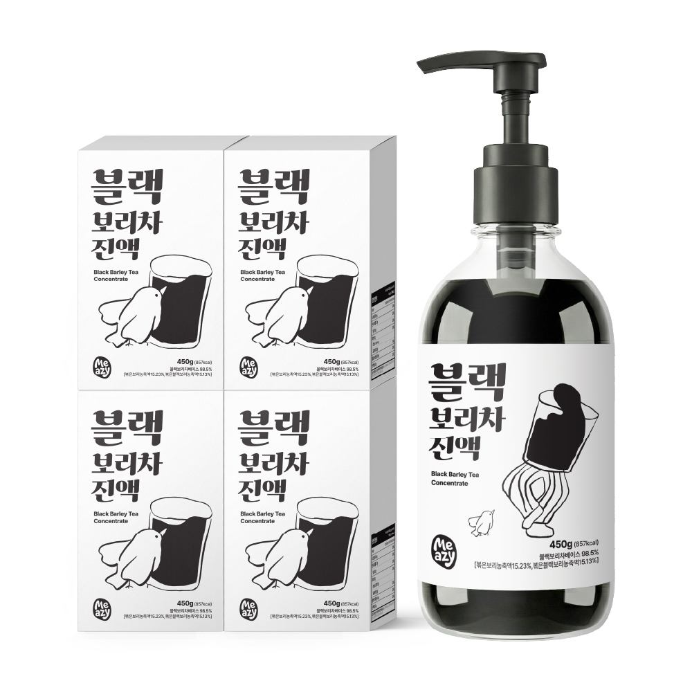 미지 블랙 보리차 원액 무색소 무설탕 국산 검정보리 진액 450g, 4개 - 상품 이미지