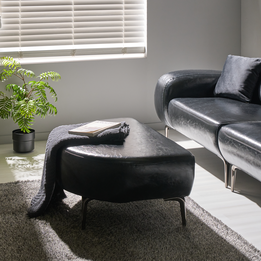 픽스앤룸 레브 4인 스윙쇼파 가죽+갤럭시 패브릭 콤비 거실소파