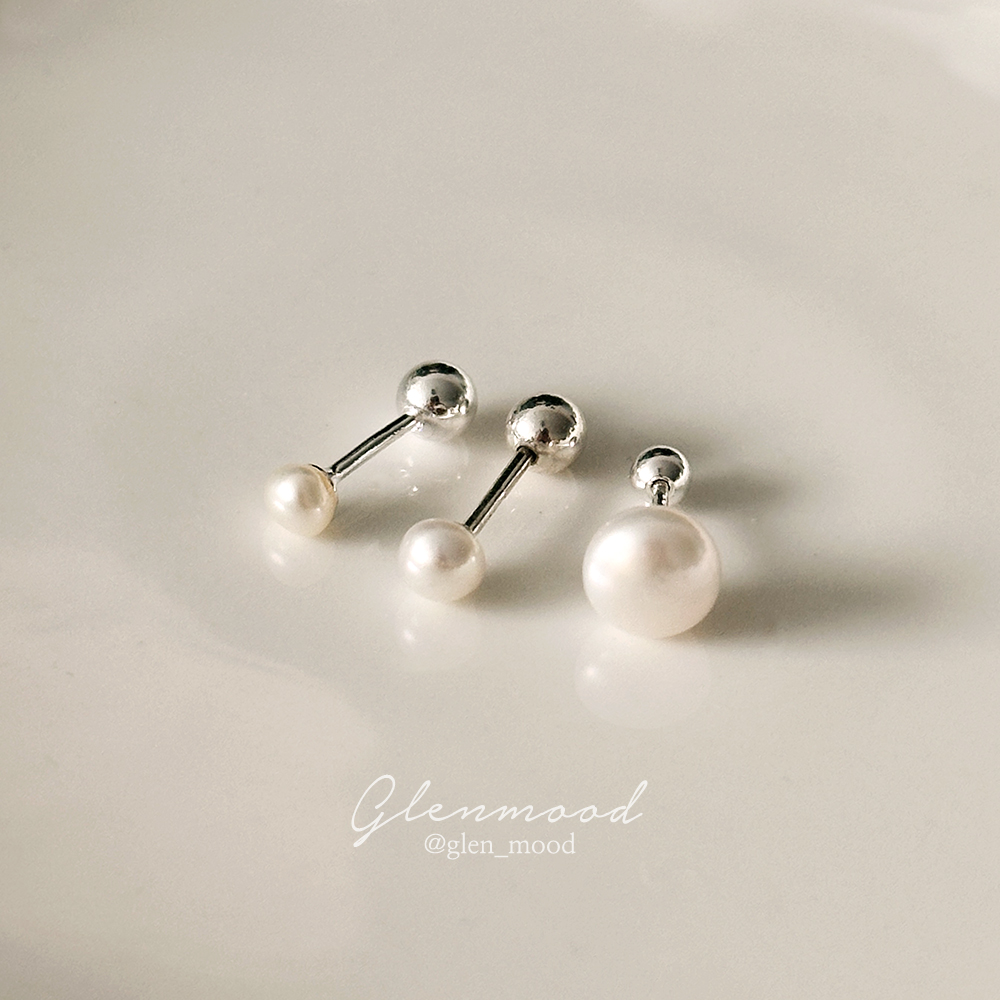 silver925 미니 담수진주 피어싱 귀걸이 3mm 4mm 6mm 실버925 트라거스 - 상세 이미지 3