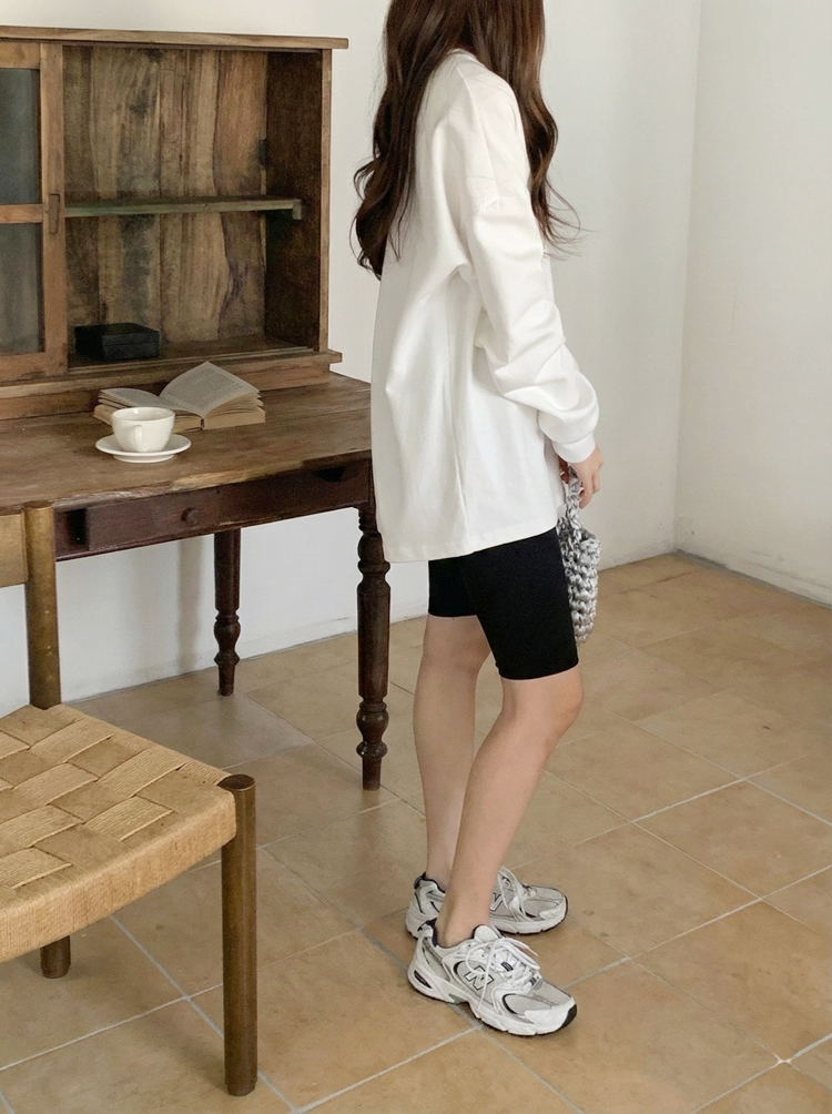 오버사이즈 롱 슬리브 스판 맨투맨 티셔츠 레이어드 여자 티셔츠 기본 라운드 여자 긴팔티 이미지 7