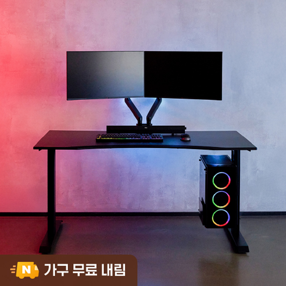 루나랩 컴퓨터책상 거실 서재 1인용 게이밍 책상 블랙커브1500 기사설치 제품 이미지