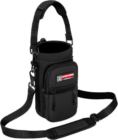 NATURE PIONEOR [해외]스트랩이 있는 네이처 파이오니어 물병 홀더 어깨 스트랩과 손잡이가 조절 가능한 캐리어 가방 슬링 슬리브 걷기 하이킹 여행을 위한 대형 휴대폰 포켓 Night 26-32oz