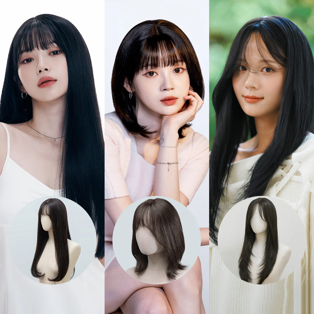 가발나라 여자 인모블렌딩 핀타입 통가발 이지톡톡 5종 단발, 스트레이트 - 상품 이미지