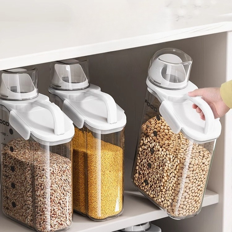 밀폐 잡곡통 쌀통 주방 보관함 밀가루 보관 정리 깔끔한 수납 포장 아이보리1500ml2개입 - 상세 이미지 4