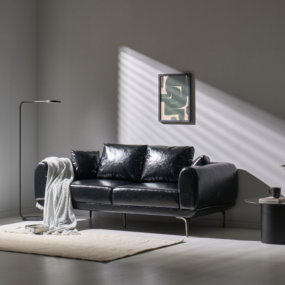 픽스앤룸 라운 PU가죽 소파 1인 2인 3인 거실소파