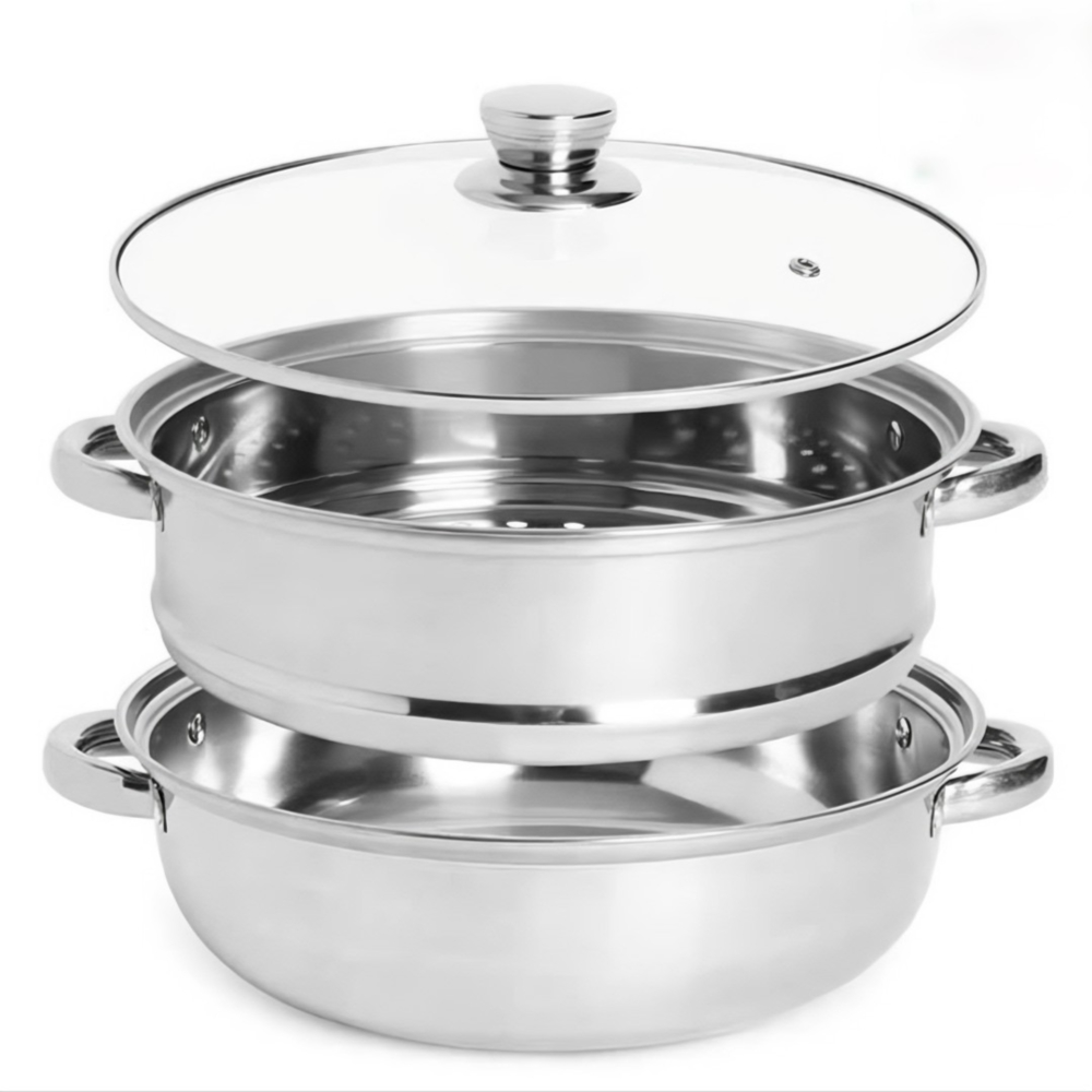 2in1 찜솥 28cm 인덕션 스텐 대형 IH 멀티 찜통 야채 생선 조개 만두 - 상품 이미지