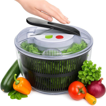 [해외]샐러드 스피너 믹서 대형 5.2Qt 체 과일 및 채소 건조 바구니가 있는 상추 볼 세척 회전 그린 허브 간편한 손잡이가 BPA 프리 - 블랙 Black/White