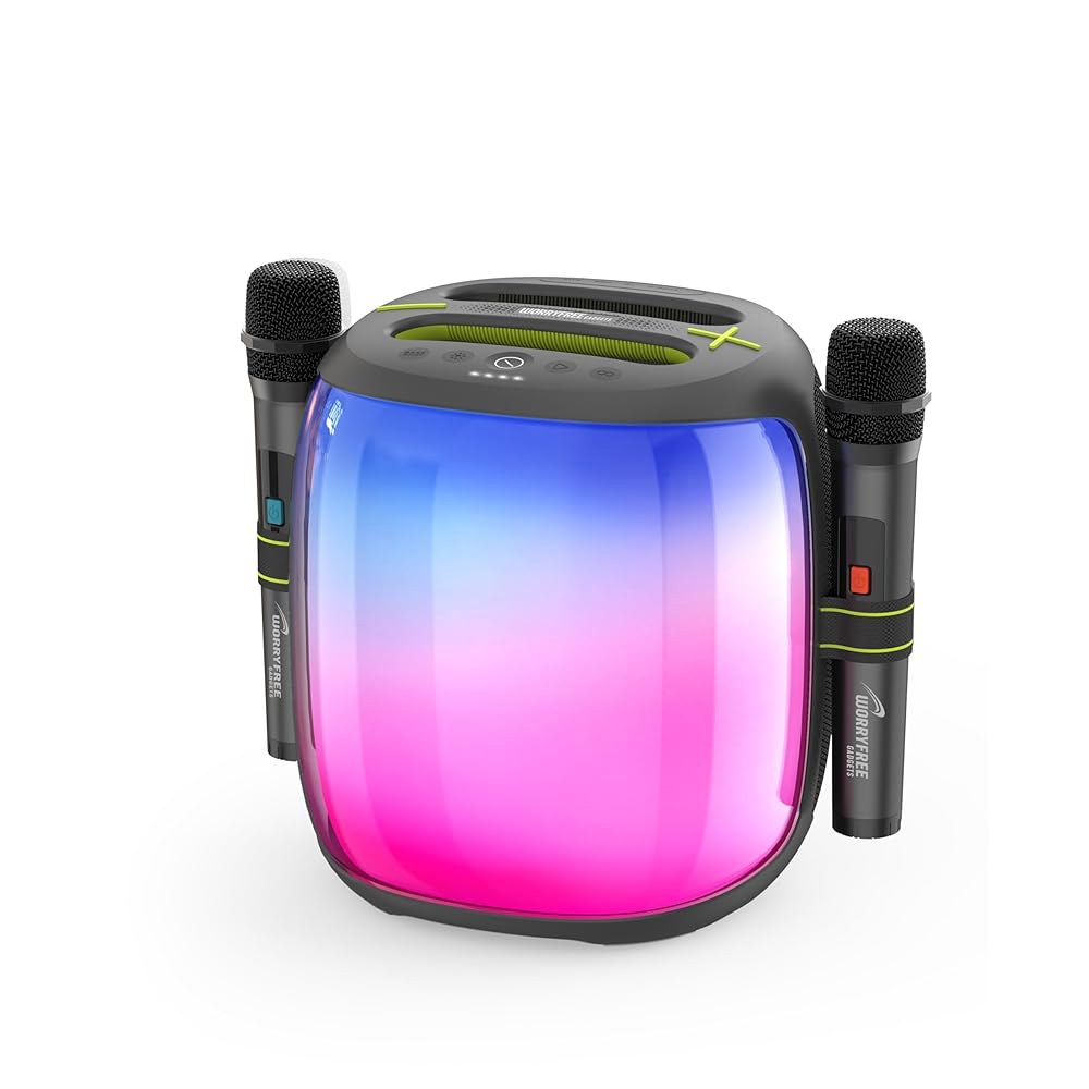 TWS 페어링이 가능한 100W 휴대용 및 (그레이) 슬롯 마이크로 무선 SD 카드 스피커, RGB 파티 블루투스 조명, 10-12시간 시간 듀얼 마이크, 재생 Gray - 상품 이미지