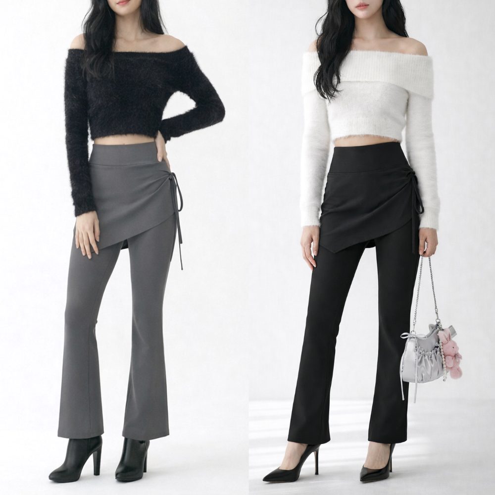 부츠컷 치마 레깅스 힙커버 플레어 랩스커트 바디프리즘 이미지 2