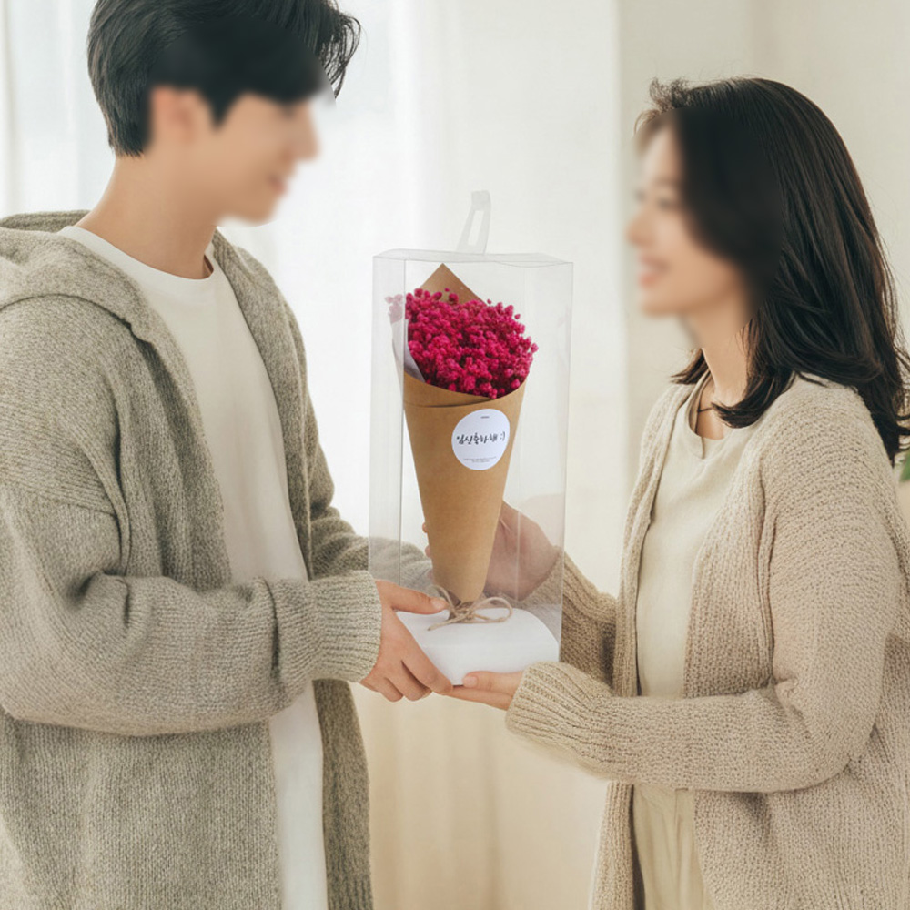 임신축하꽃 안개꽃 프리저브드플라워 꽃다발 중형 드라이플라워 선물
