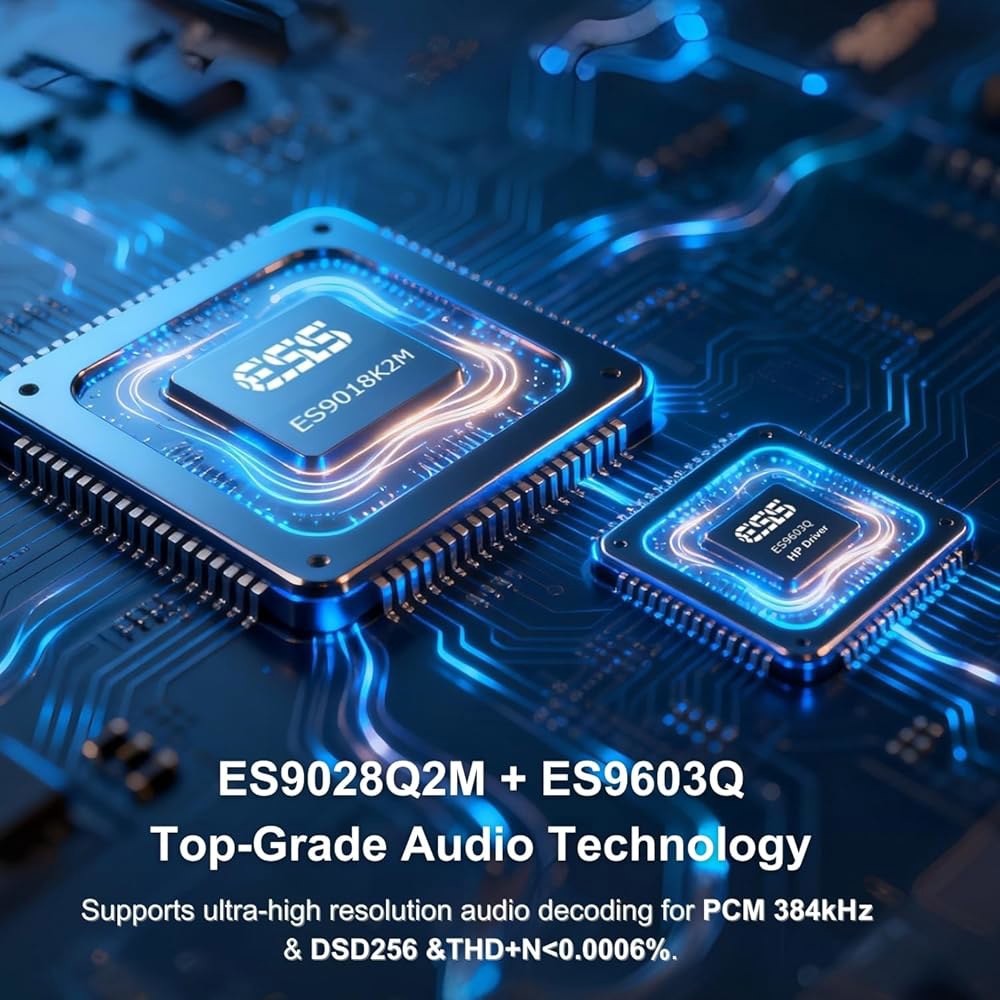 Surfans X10 휴대용 헤드폰 앰프 USB-C + 384kHz/32bit 4.4mm 오디오 DSD256, ES9028Q2M DAC 동글, PCM 520mW, 및 ES9603Q - 상세 이미지 3