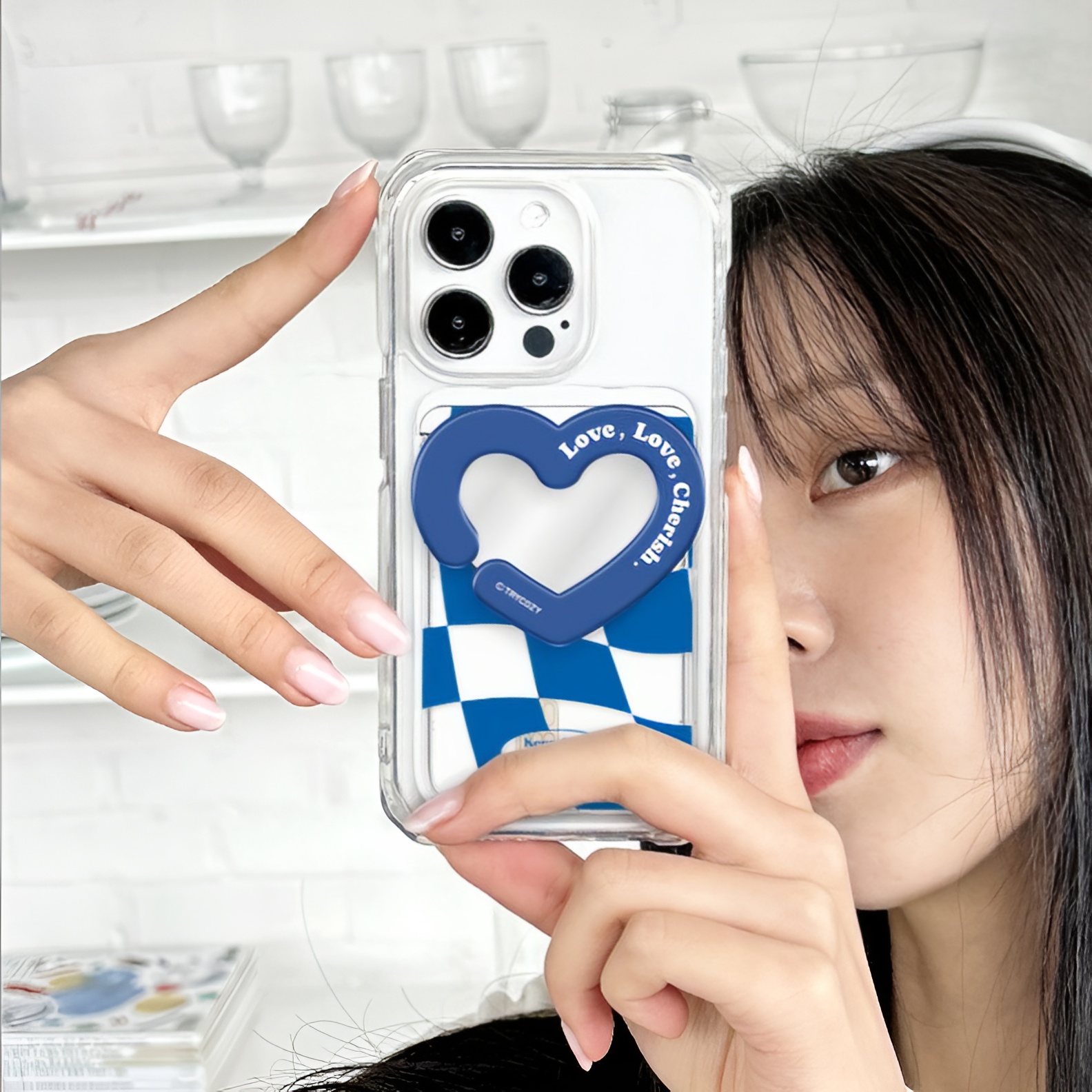 하트 미러 맥세이프 그립 톡 원형 사각 거울 네오디뮴 마그네틱 아크릴 이미지 7