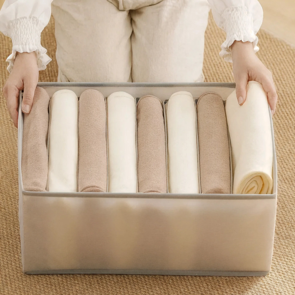 칸막이 옷 정리함 옷장 수납함 접이식 리빙박스 (7칸) 이미지 6
