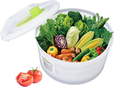 [해외]3L 샐러드 스피너 피둔 다용도 상추 건조기(콜랜더 & 볼 포함) 베리 과일 채소 화이트 그린용