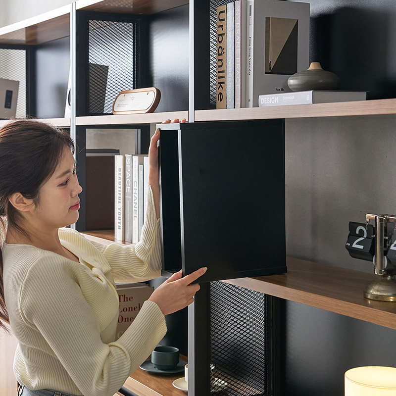 e스마트 철제 전면 거실 수납 5단 책장 기본형 800