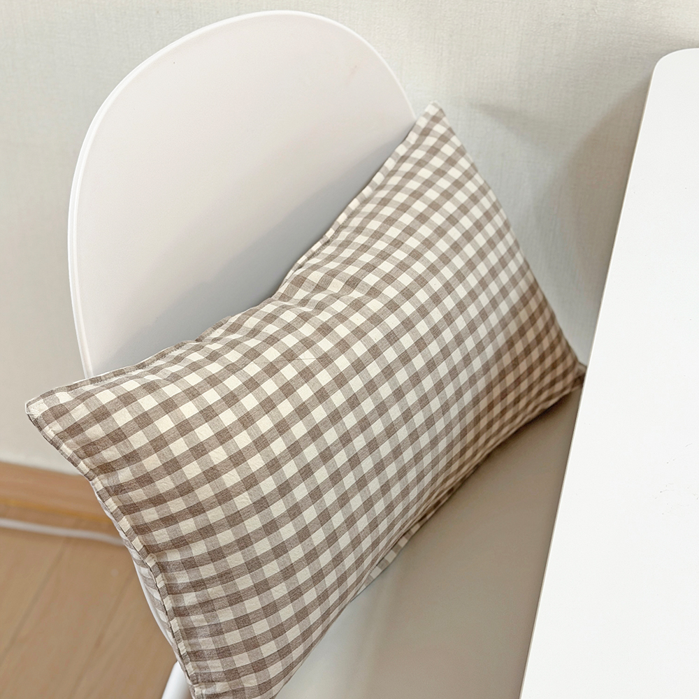 깅엄 체크 워싱 광목 순면 미니 쿠션 작은 베개커버 컬러9종 30x50