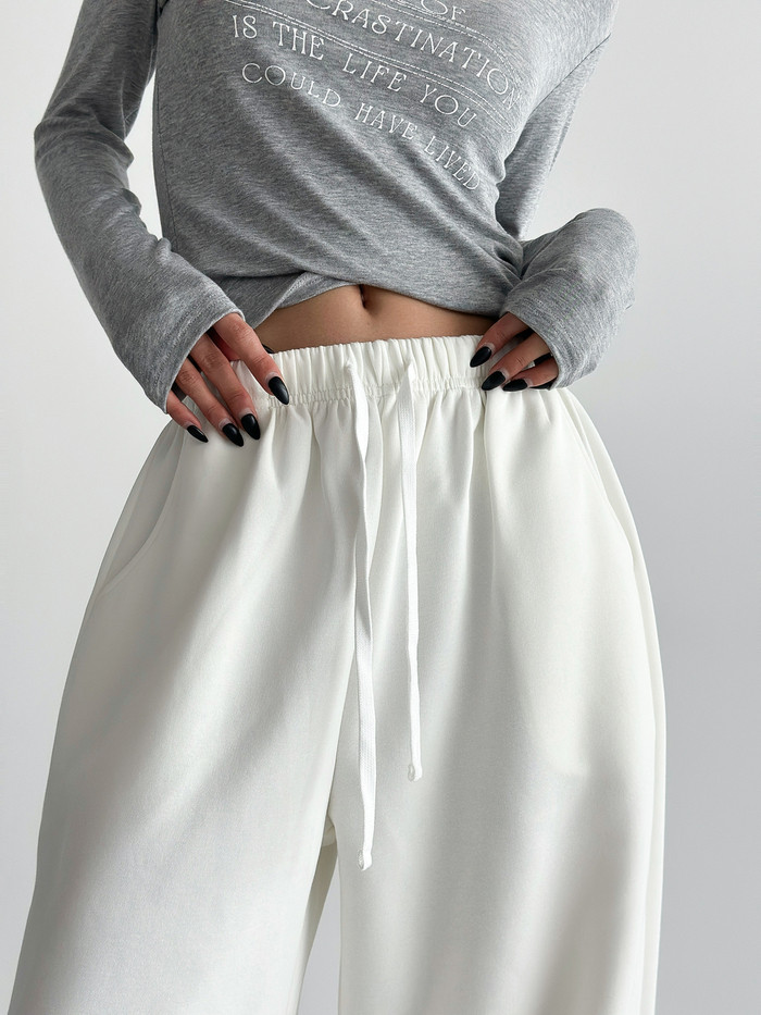 너튼 여성 와이드팬츠 트레이닝팬츠 세미 봄 밴딩 일자 코튼 바지 빅사이즈 - 상세 이미지 3