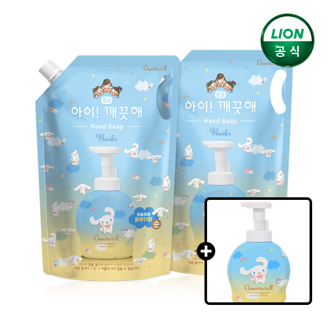 아이깨끗해 대용량 핸드워시 1.8L 리필 2개+시나모롤 공용기 제품 이미지