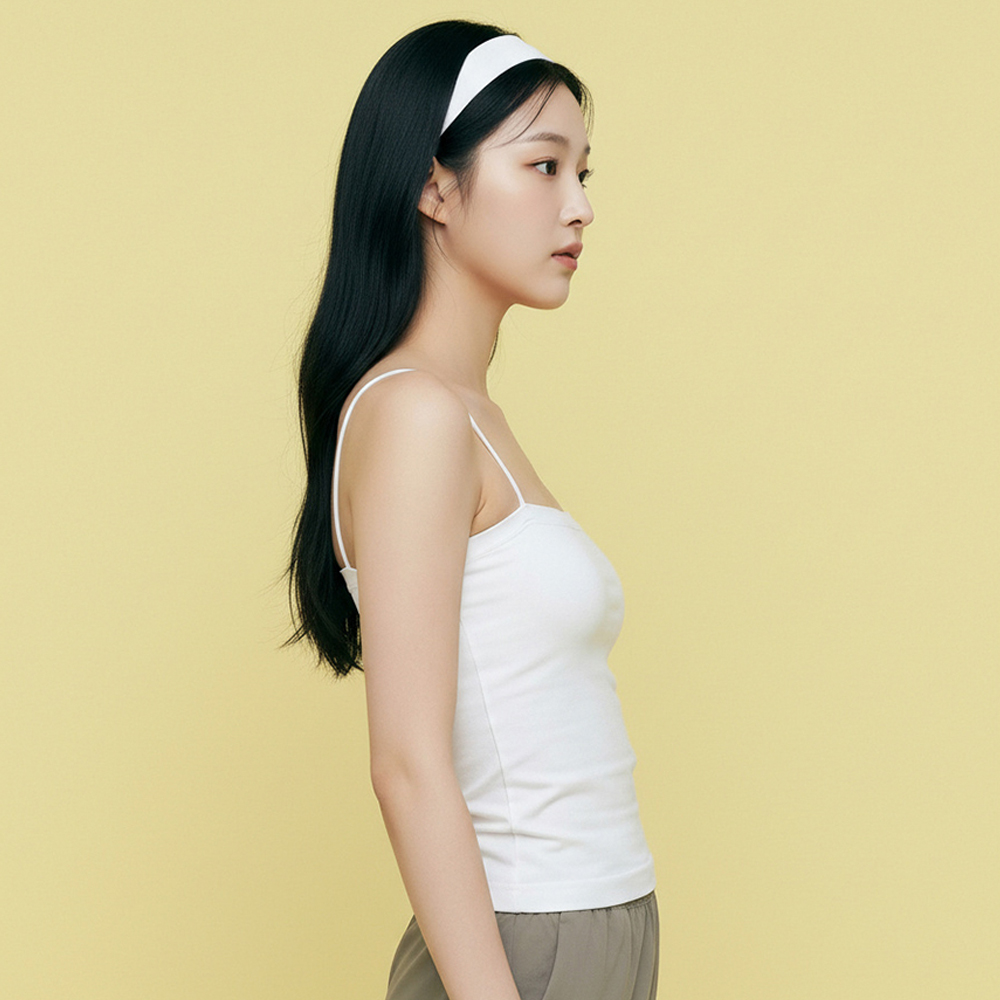 누모 캡내장 크롭 슬리브리스 일자넥 브라 탑 이미지 7