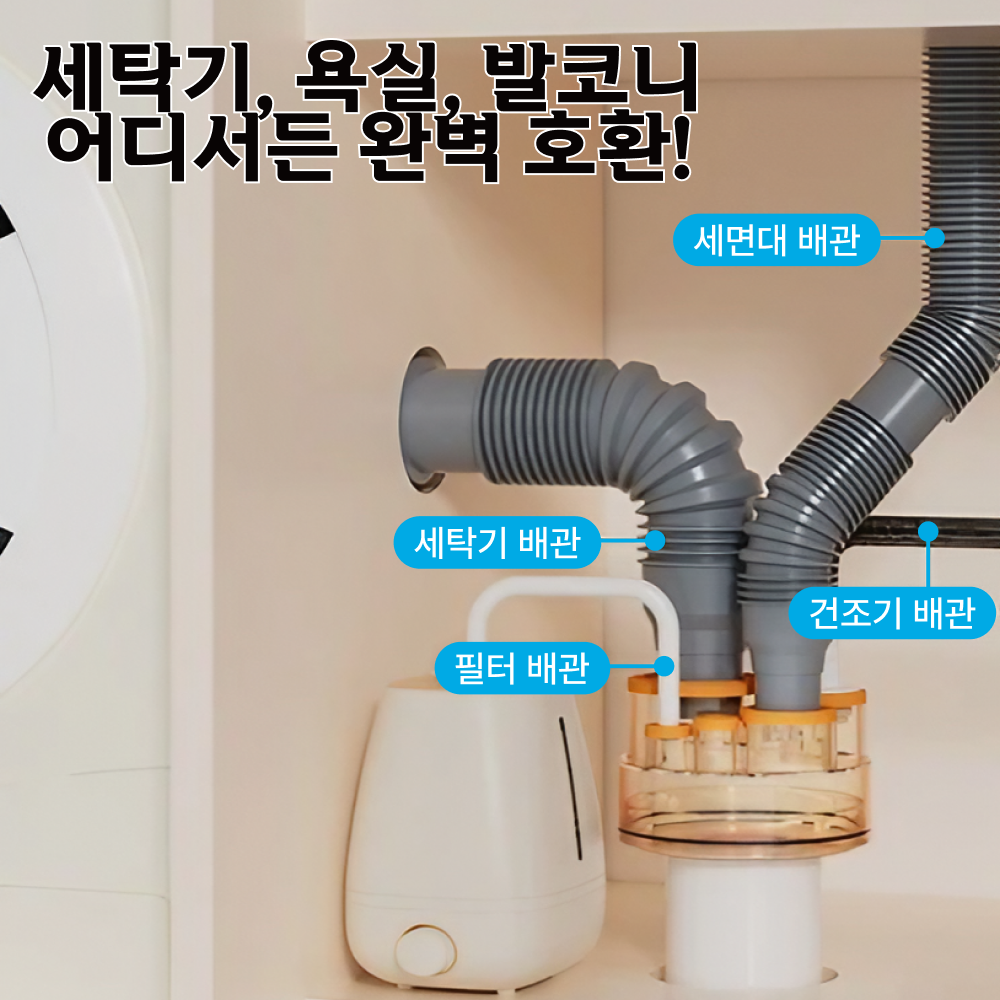 세탁기 배수구트랩 건조기 베란다 세탁실 하수구트랩 연결 배수관덮개 냄새제거 역류방지캡 이미지 8