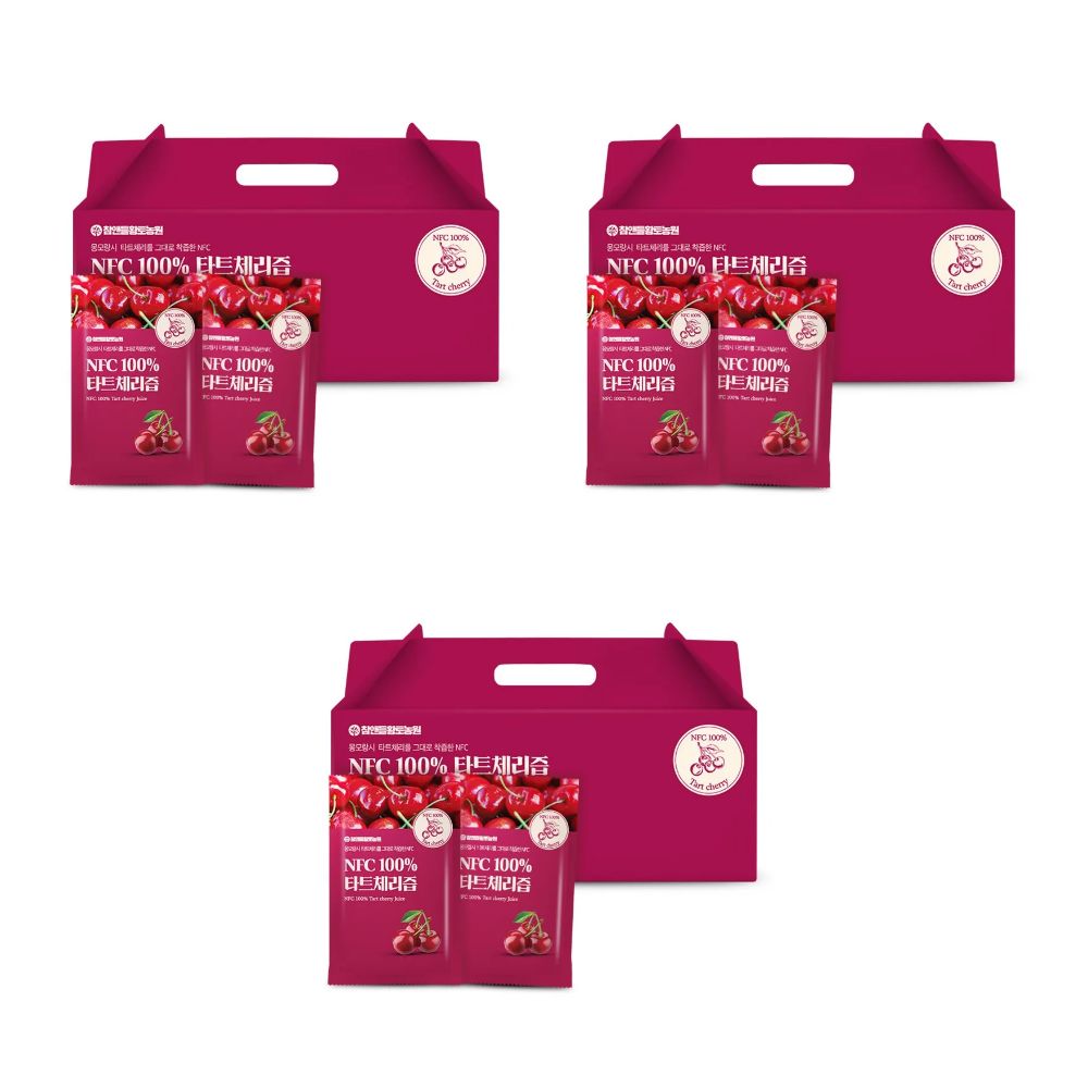 NFC 100% 타트체리즙 주스 클렌즈 멜라토닌 음료 70ml x 30포 2.1L, 3개 - 상품 이미지