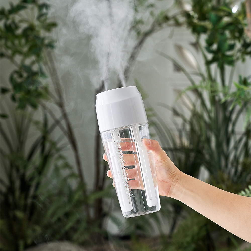 프롬비 더블미스트 진동자 교체형 유리 글래스 듀얼 미니 탁상용 무선가습기 FG280