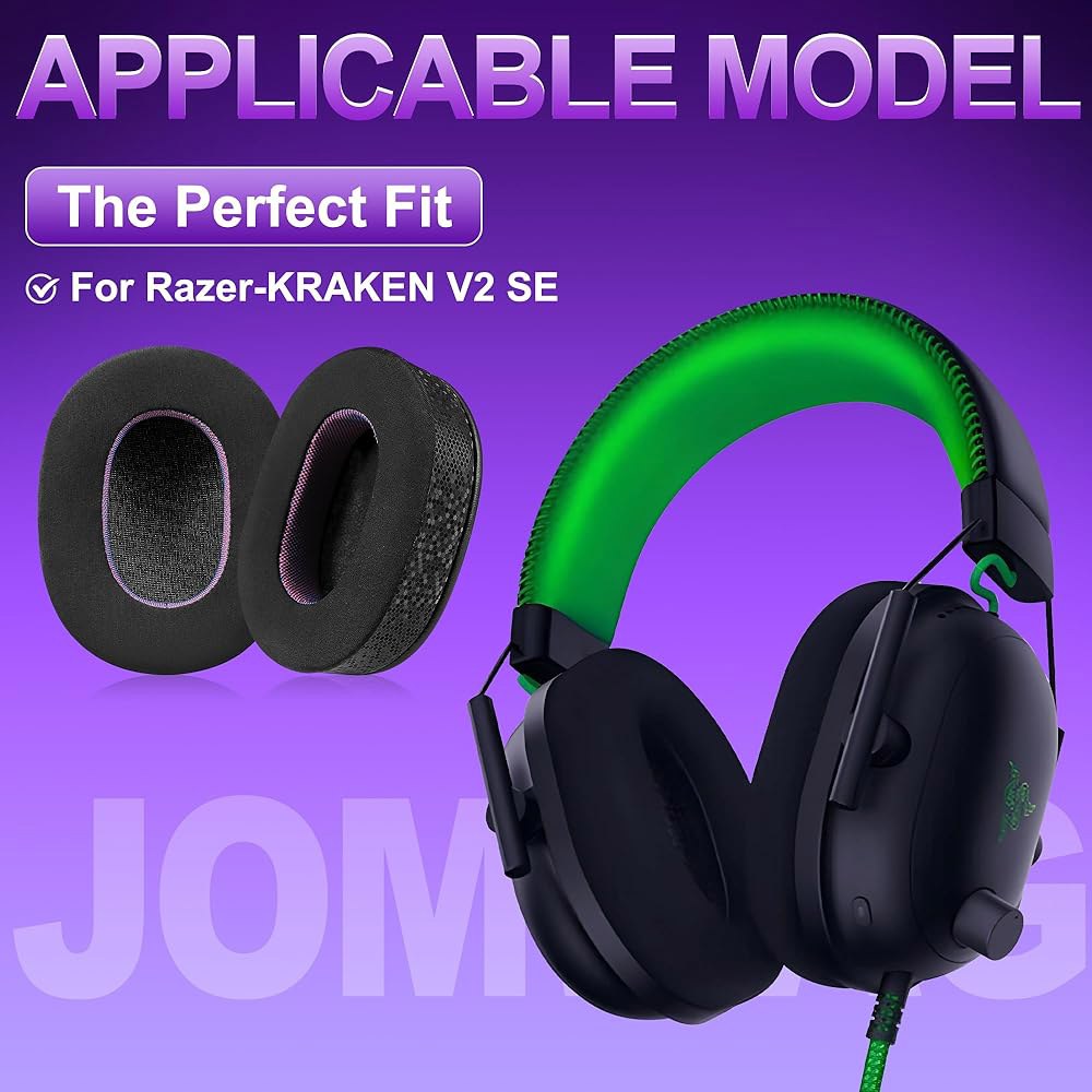 Jomwag Razer Kraken V2 SE용 Magic - 이어패드 젤 교체용 쿠션 Ice 편안한 블랙/퍼플 - 상세 이미지 2