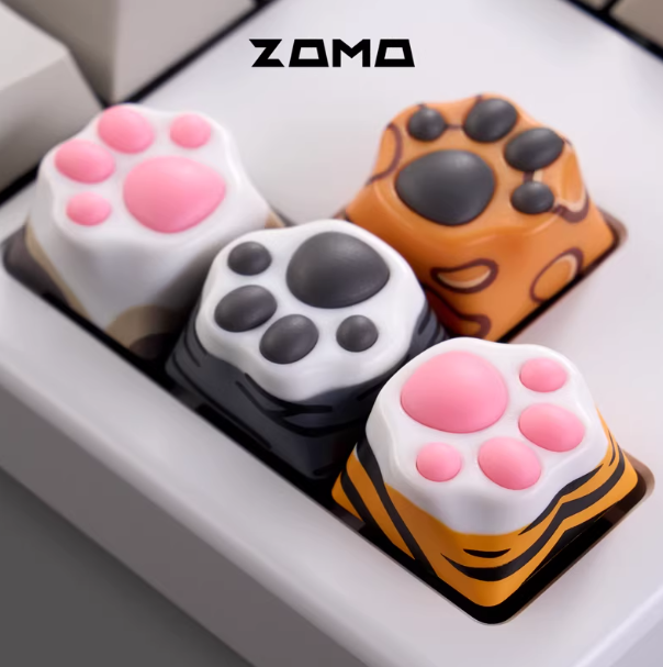 ZOMO 고양이 발바닥 키캡 4종 세트 귀여운 포인트 아티산 키캡 - 상세 이미지 2