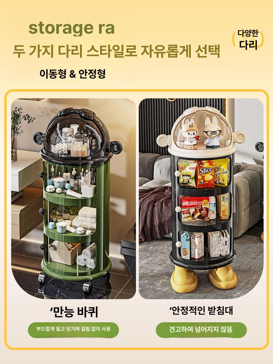 이동식 다층  장난감 정리 트롤리 3칸 스탠딩 다리 블랙레드 이미지 6
