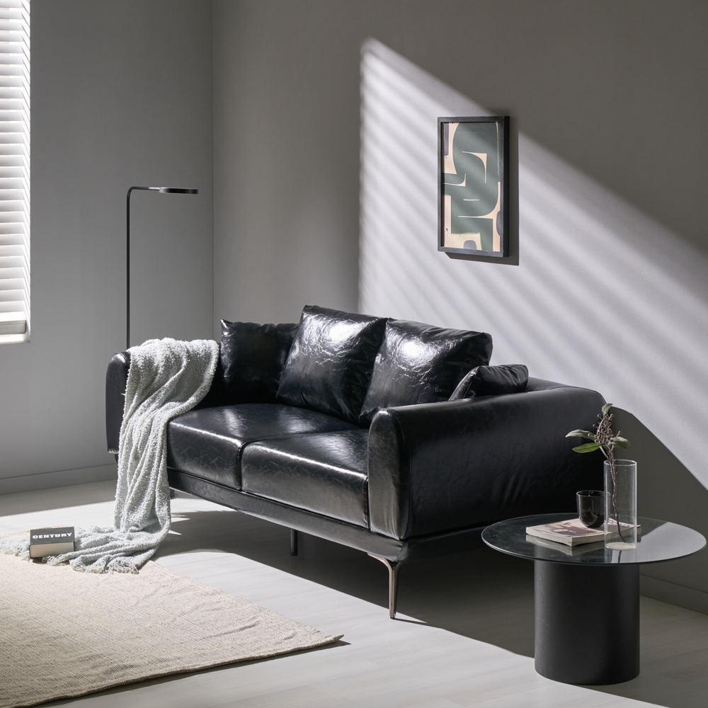 픽스앤룸 라운 PU가죽 소파 1인 2인 3인 거실소파