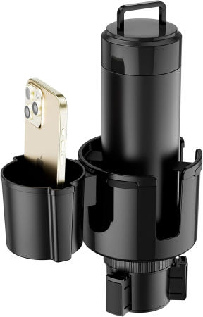 [해외]확장 가능한 베이스 오버사이즈 메인 수납공간 탈착식 세컨드 컵 또는 휴대폰 홀더 부착이 있는 차량용 베이식스 바이 오티 조절식 듀얼 대부분의 차량에 맞습니다