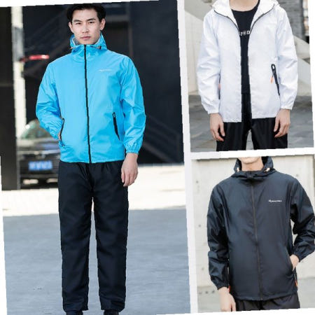 남성 우비 상하세트 레인코트 방수 바람막이 후드 집업 야외활동 배달업무용 캠핑