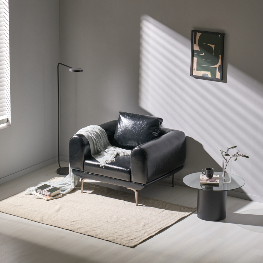 픽스앤룸 라운 PU가죽 소파 1인 2인 3인 거실소파