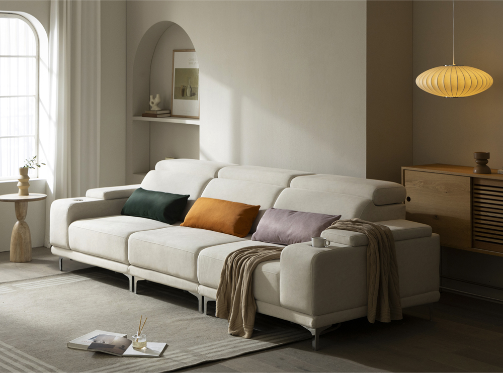 폼엔노바 유니즈 모션 소파 타이보텍스 리클라이너 슬라이딩 무빙 패브릭 쇼파 4인용